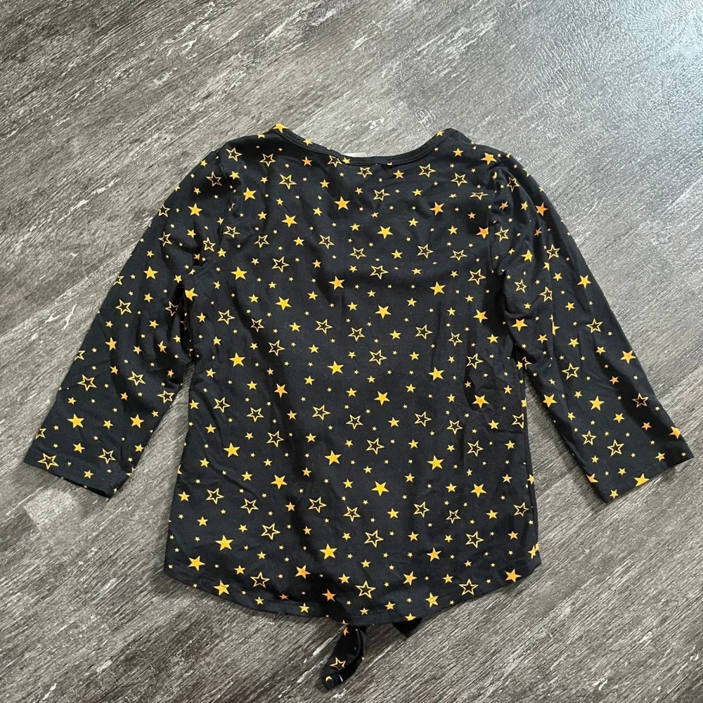 Girls Trick Or Treat Halloween Shirt‎ Size 10 Long Sleeve Black Stars